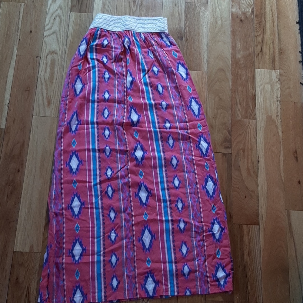 Pink western pattern maxi Skirt